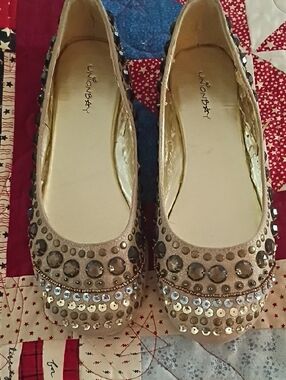UNIONBAY Beige Nude Jeweled Ballet Flats